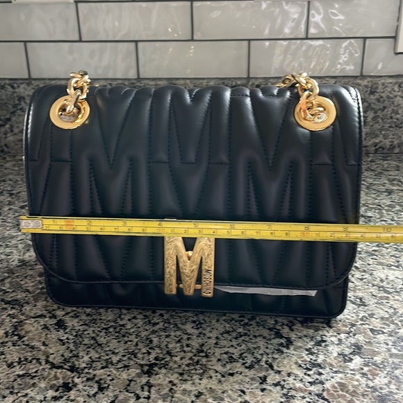 Authentic Moschino m logo monogram medium crossbody bag black and gold - Picture 15 of 16